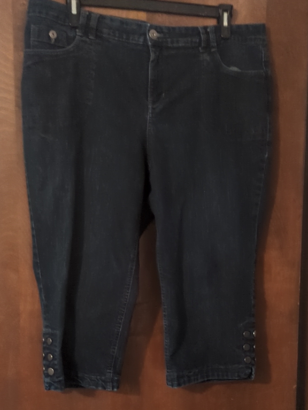 Style & Co. Dark Blue Capri Jeans with Button Hem